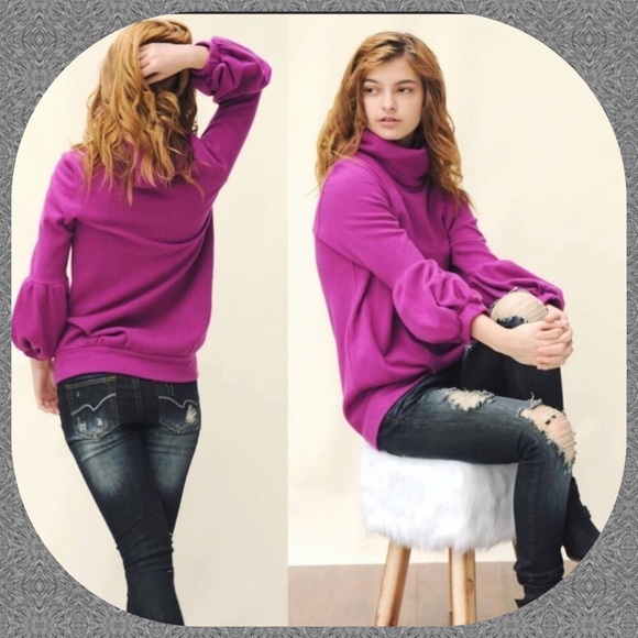 NEW!❗️LAST ONE❗️PUFF SLEEVE TURTLENECK SWEATER - Picture 3 of 6